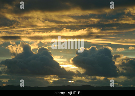 Sunset seen from Auckland Skytower North Island New Zealand Stock Photo
