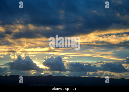 Sunset seen from Auckland Skytower North Island New Zealand Stock Photo