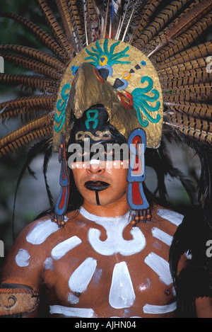 Cancun Mexico Maya Indian dancer Xcaret theme park Stock Photo