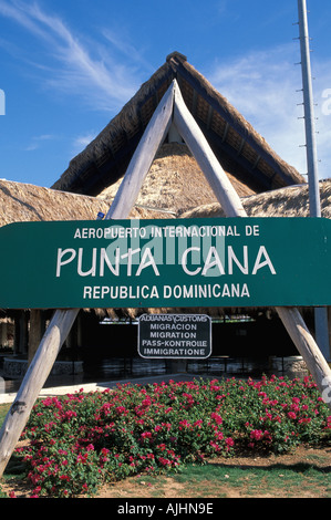 International Airport sign Dominican Republic Punta Cana Stock Photo