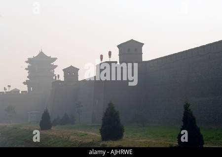 Pingyao City Wall Tall walls surround the ancient city of Pingyao Stock Photo