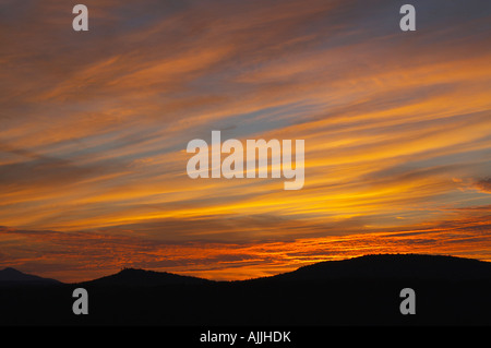 Sunset over Adirondack Mountains near Lake Placid New York United States Stock Photo