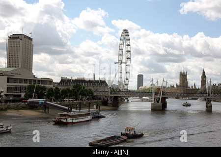 View of River Thames looking east from Millennium Bridge London Stock Photo