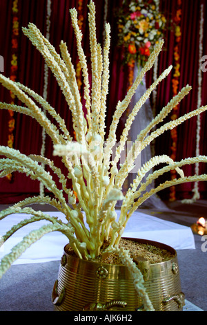 A stage set for a Hindu marriage ceremony Stock Photo