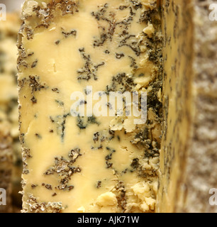 Close-up of a blue veined cheese on a farmers market stall Stock Photo