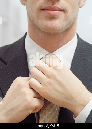 Businessman adjusting his tie Stock Photo