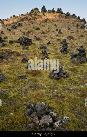 Laufskalar Cairn at Laufskalavaroa on the Myrdalssandur Plane in southern Iceland Stock Photo