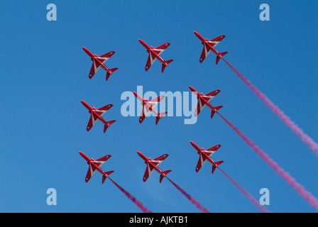 The Red Arrows display at the Royal International Air Tattoo, Fairford Stock Photo