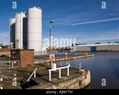 Bulk grain silos and docks at Goole East Yorkshire UK Stock Photo