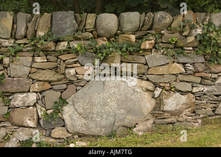 Stone wall of mixed size rocks Monreith Dumfries and Galloway Scotland Stock Photo