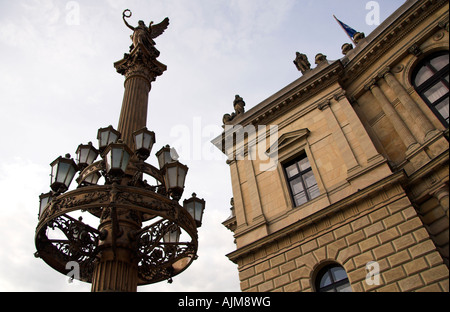 Ornate lamppost, Rudolfinum, Prague, Czech Republic, Europe Stock Photo