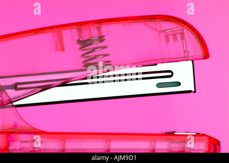 Pink stapler detail Stock Photo