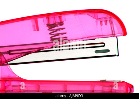 Pink stapler detail Stock Photo
