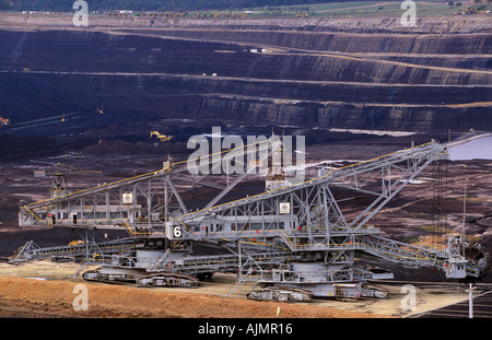 Yallourn Energy electricity power station is fueled by brown coal from adjacent open cut mine, Gippsland,  Victoria, Australia Stock Photo