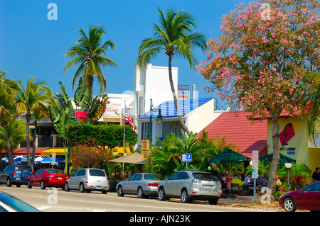 saint st. armands key circular circle shopping eating restaurant centre district  sarasota city florida fl FL usa shot on sunny Stock Photo