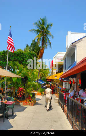 saint st. armands key circular circle shopping eating restaurant centre district  sarasota city florida fl FL usa shot on sunny Stock Photo