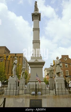 Armed forces soldiers sailors monument Penn Square Lancaster city PA Pennsylvania central market Stock Photo