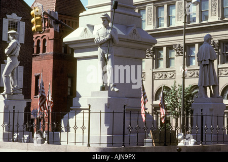 Armed forces soldiers sailors monument Penn Square Lancaster city PA Pennsylvania central market Stock Photo