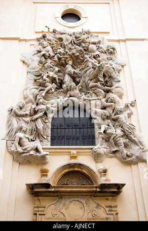 Ornate sculpture over a doorway, architectural detail, Prague, Czech Republic, Europe Stock Photo