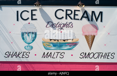 Painted sign on an old fashioned malt shop in Wildwood New Jersey, A popular US Summer resort area Stock Photo
