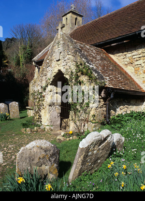 ST BONIFACE OLD CHURCH in SPRING. Bonchurch, Isle of Wight, England, UK, Britain Stock Photo