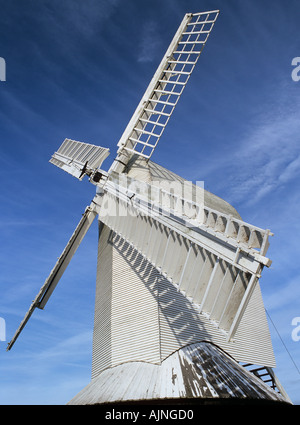 SAILS of LOWFIELD HEATH WINDMILL a restored working postmill from below Charlwood Surrey England UK Britain Stock Photo