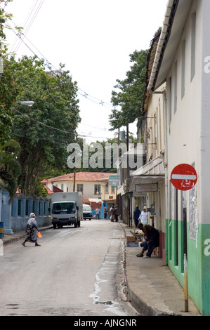 Street scene in Speightstown on the Caribbean island of Barbados Stock Photo