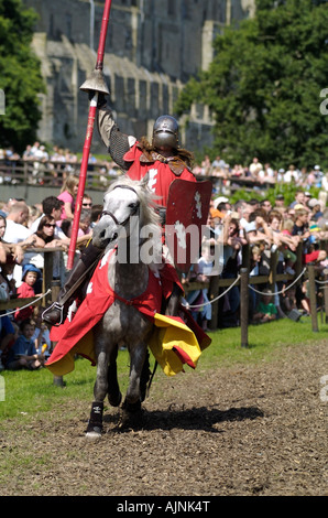 Jousting event at Warwick Castle,Warwick,Warwickshire Stock Photo