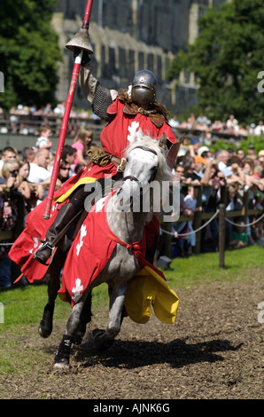 Jousting event at Warwick Castle,Warwick,Warwickshire Stock Photo