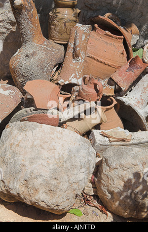 broken earthenware ancient old greek and roman pottery barnacles dredged from the sea bed by fishermen off Greece and Turkey Stock Photo