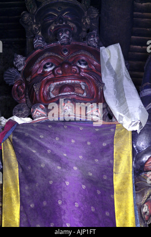 Vajrabhairawa wrathful deity statue Gelukpa school protector, tibetan buddhism, Thiksey monastery, Ladakh, India Stock Photo