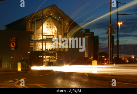 Bridgewater Hall at night. Manchester, Greater Manchester, United Kingdom.