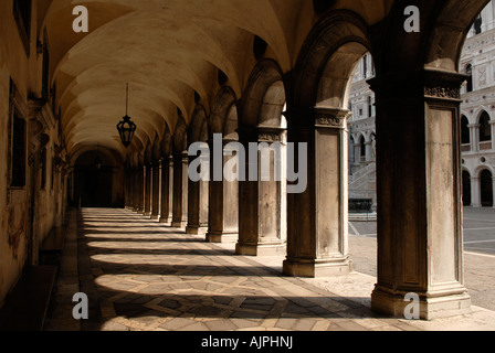 Arches and courtyard Palazzo Ducale Venice Italy Stock Photo