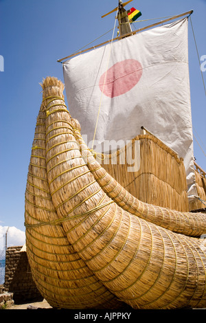Reed boat , a copy of Ra II boat at the Andean Roots Eco Village at the ...