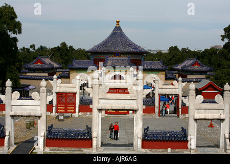View over the Imperial Valut of heaven and the Tiantan gates Temple of Heaven Park Beijing China Stock Photo