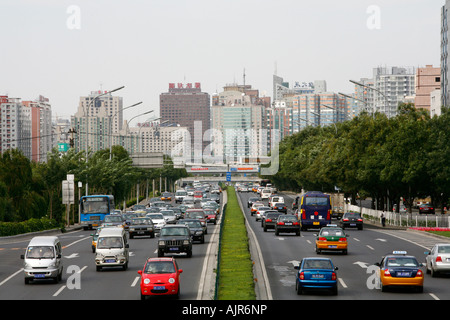 View of traffic on a city road Beijing China Stock Photo