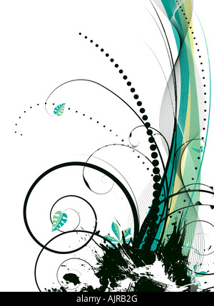 abstract illustration with a natural theme using leaves and green hues Stock Photo
