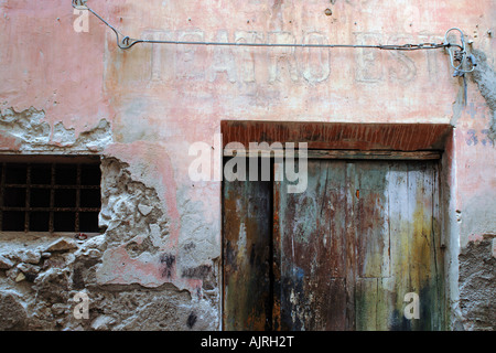 Facade of house and doorway in Lipari, one of the Aeolian Islands Sicily Italy Stock Photo
