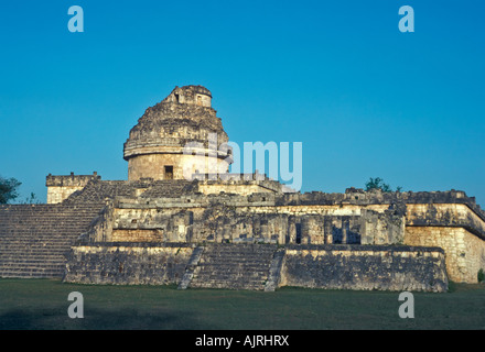 The observatory, El Caracol or snail, landmark temple at Chichen Itza Maya Ruins, Yucatan Mexico Stock Photo