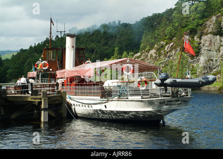 The steamship the 'Sir Walter Scott' at the Trossachs pier on Loch Katrine, Stirling, Scotland, UK.