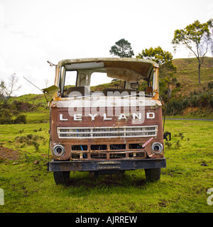 Abandoned lorry in filed Stock Photo