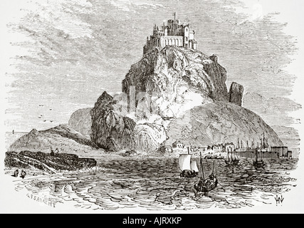 St Michaels Mount, Cornwall, England. From a sketch by G F Sargent. Stock Photo