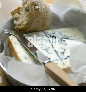 Gorgonzola cheese with ciabatta bread Stock Photo