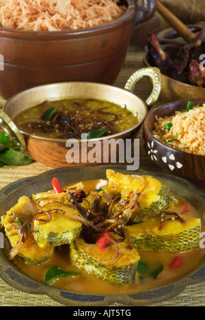 Fish curry with String Hoppers Sri Lanka Food Stock Photo