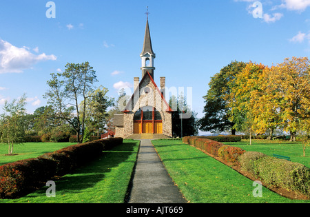 Canada Wolfville Nova Scotia Grand Pre Historic Site Stone church Stock Photo