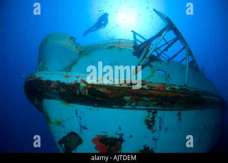 Diving at Wreck MV Karwela Mediterranean Sea Gozo Stock Photo