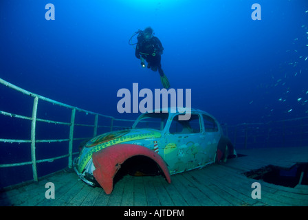 Diving at Wreck MV Karwela Mediterranean Sea Gozo Stock Photo