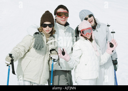 Group of young friends in ski gear, portrait Stock Photo