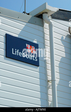 Lifeboats sign on the side of an RNLI building Margate Kent Stock Photo