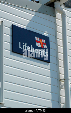 Lifeboats sign on the side of an RNLI building Margate Kent Stock Photo